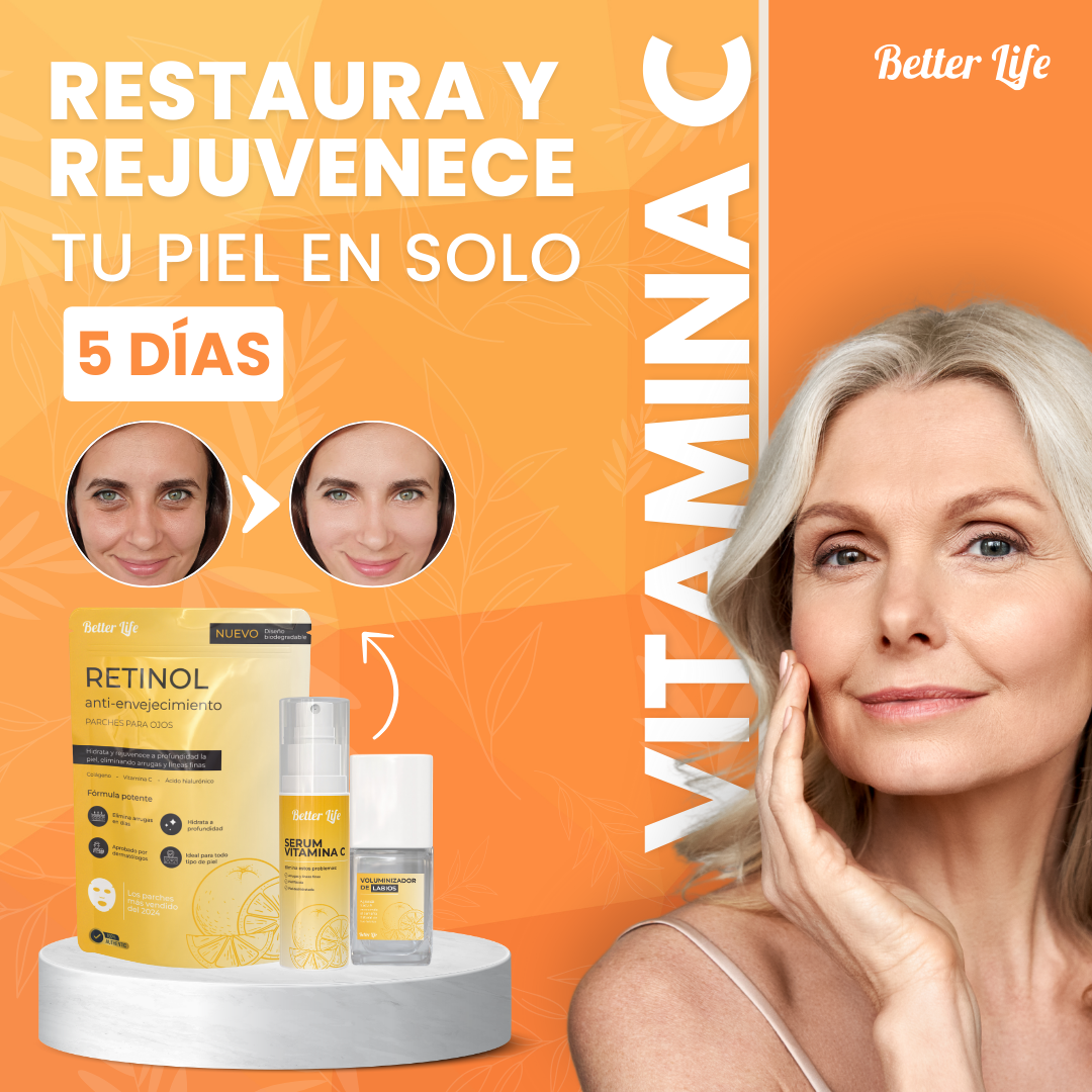 BEAUTY PACK - PARCHES  FACIALES + SPRAY VITAMINA C + VOLUMINIZADOR DE LABIOS DE REGALO